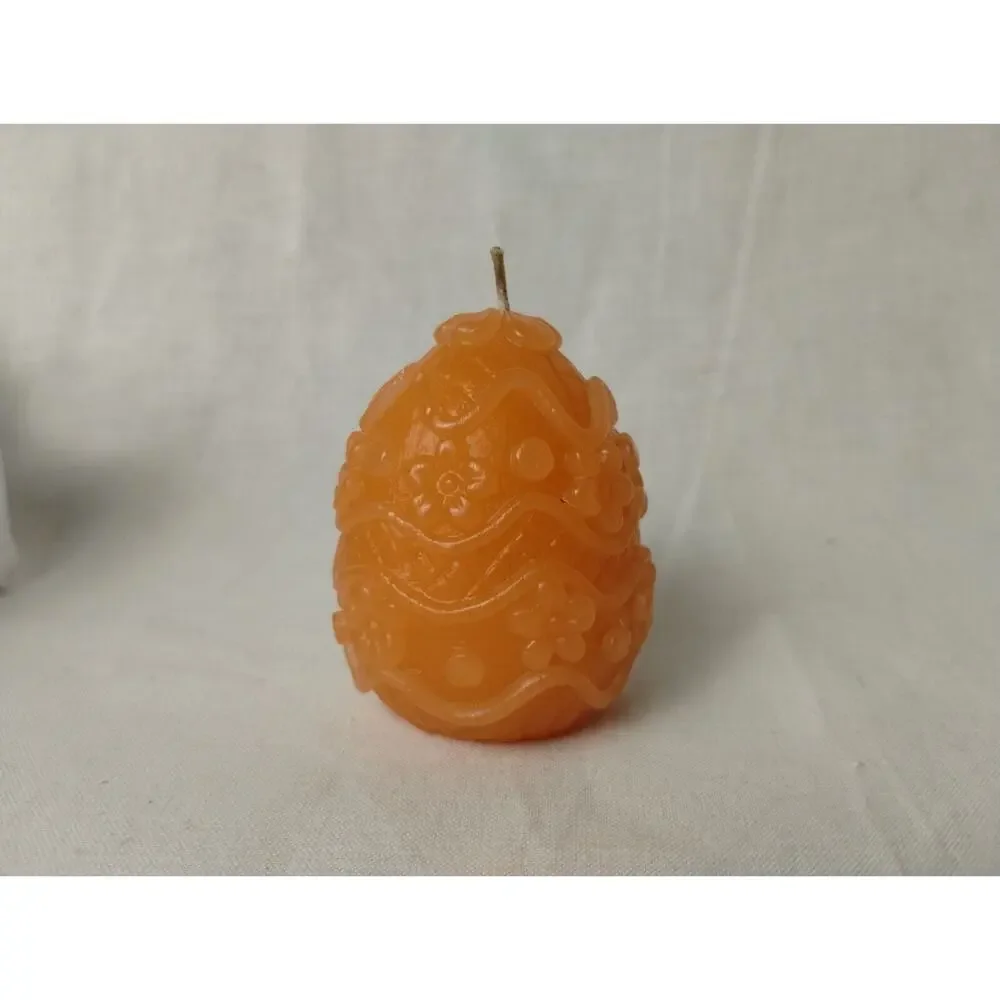 6 Vintage Egg-Shaped Wax Candles Textured Beautiful